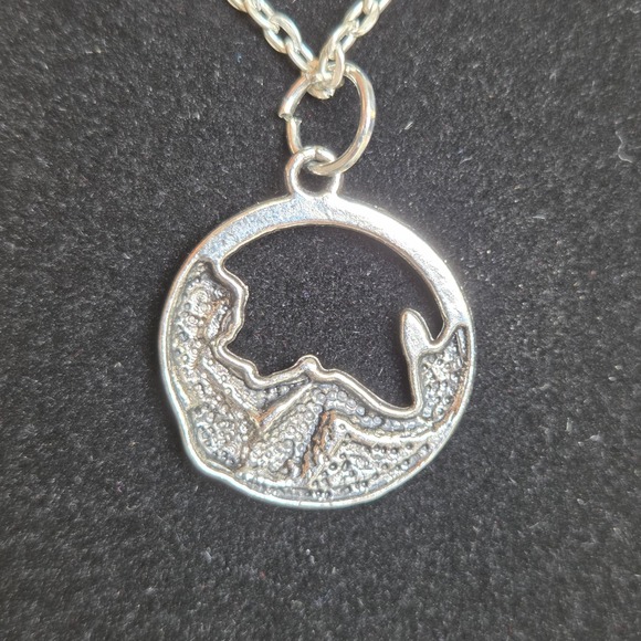Jewelry - Mermaid Pendant Necklace Round Charm Chain Silver Tone Ocean Boho